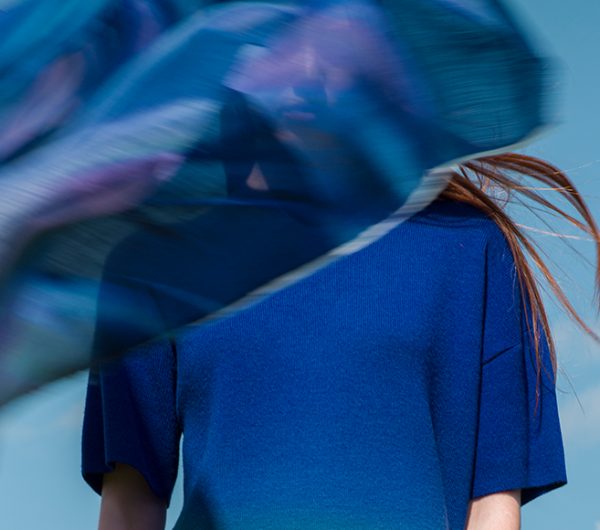 A blue dress in close up details