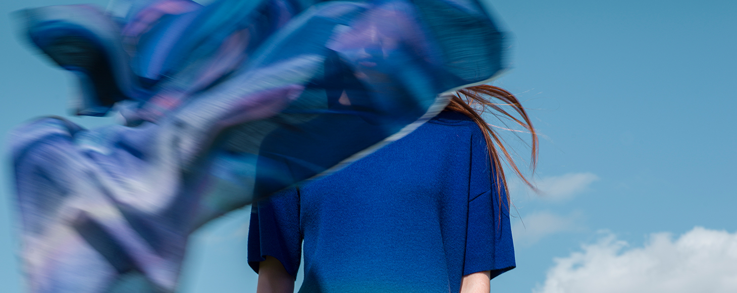 A blue dress in close up details