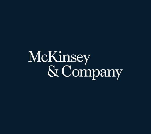 McKinsey & Company logo displayed in white with a dark blue background