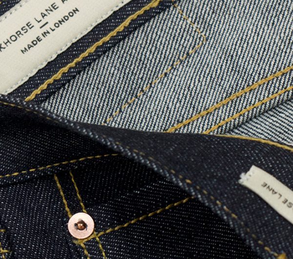 A denim jeans in a detailed view with a very close up shot made by Blackhorse Lane Ateliers in London