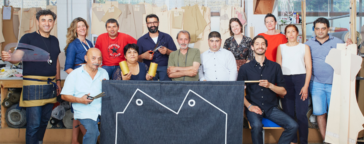 Team members of Blackhorse Lane Ateliers with their tools - a sustainable denim manufacturers