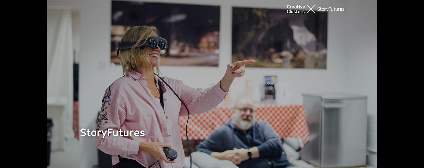 A user is experimenting with artificial reality - banner by Story Futures