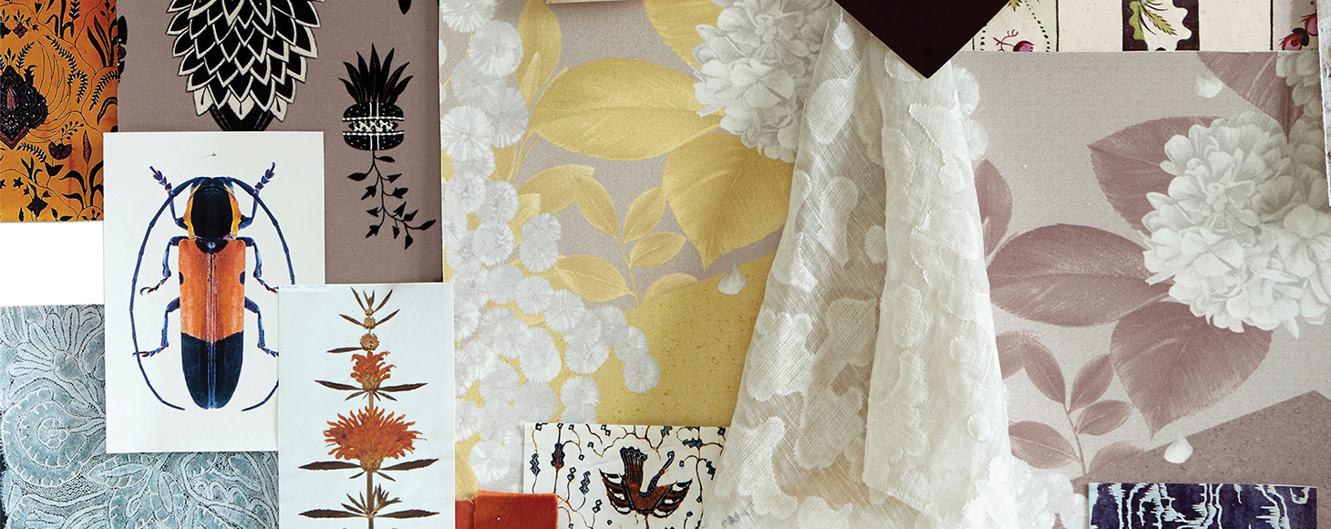 Mood board of research for a print design