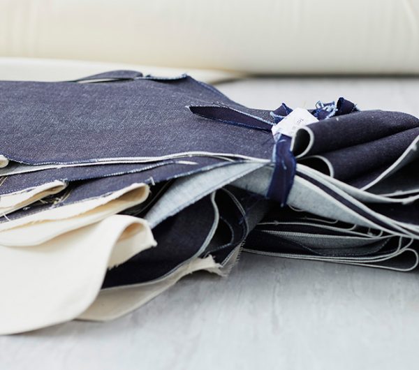 Pattern cut out of denim