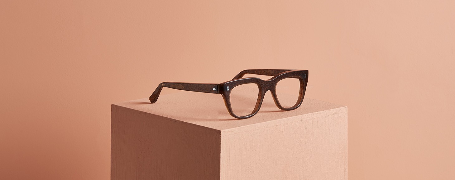 Glasses made of parblex, a material grown using potato peels