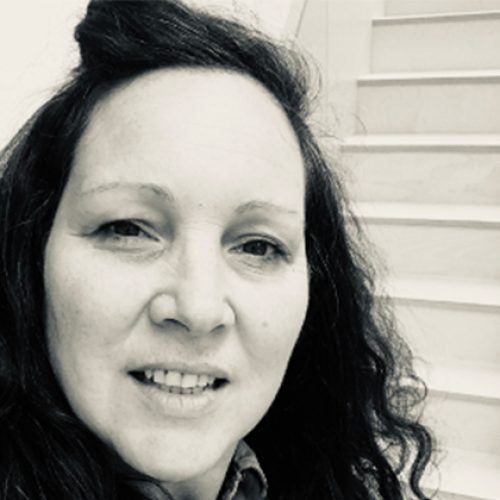 Black and white portrait of Jo Pierce