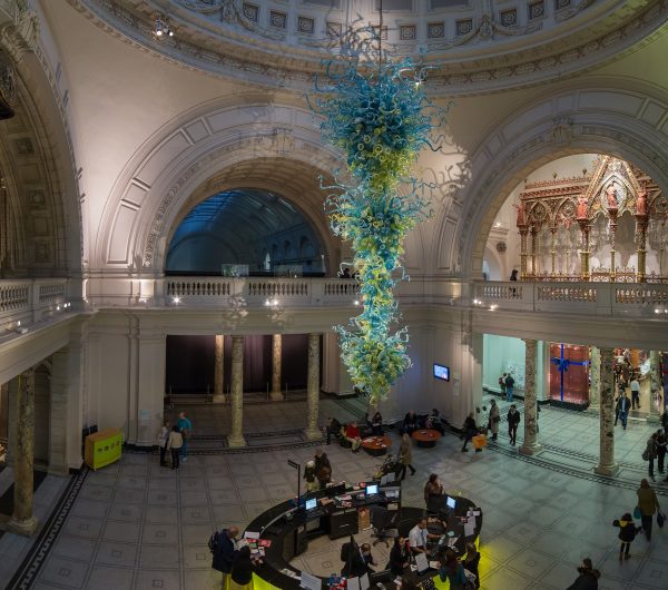 V&A Museum Foyer with a glass installation